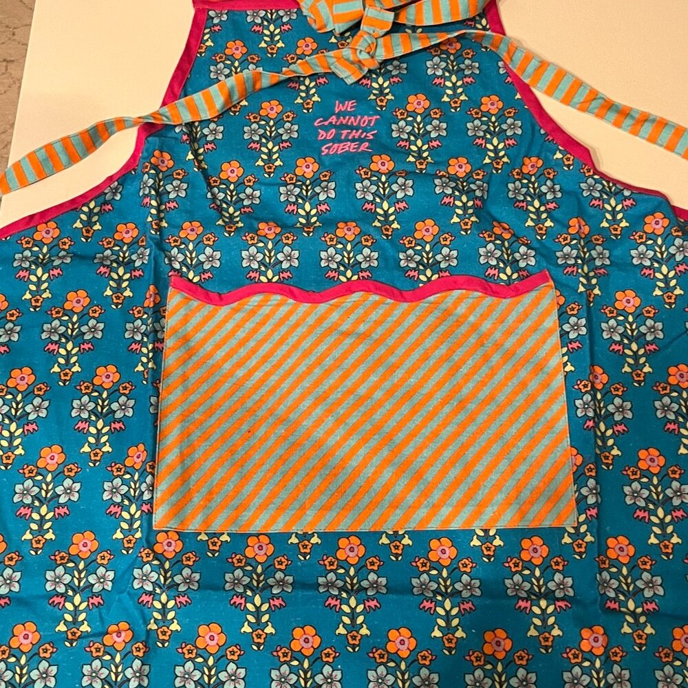 Apron - We Cannot Do This Sober Colorful ‎ Apron NWT 100 Percent Cotton Handmade - Picture 2 of 12